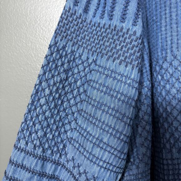 Johnny Was Sashiko Embroidered Patchwork Blazer - Medium - Women's Blue Chambray - Picture 4 of 7